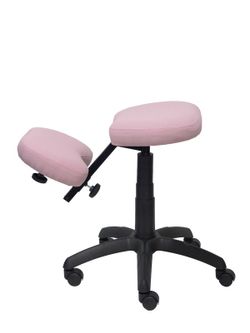 Modelo Lietor - Taburete de oficina ergonómico giratorio y regulable en altura - Asiento tapizado en tejido BALI color rosa pálido (RODILLERA REGULABLE)