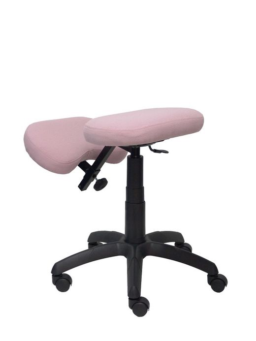 Modelo Lietor - Taburete de oficina ergonómico giratorio y regulable en altura - Asiento tapizado en tejido BALI color rosa pálido (RODILLERA REGULABLE)