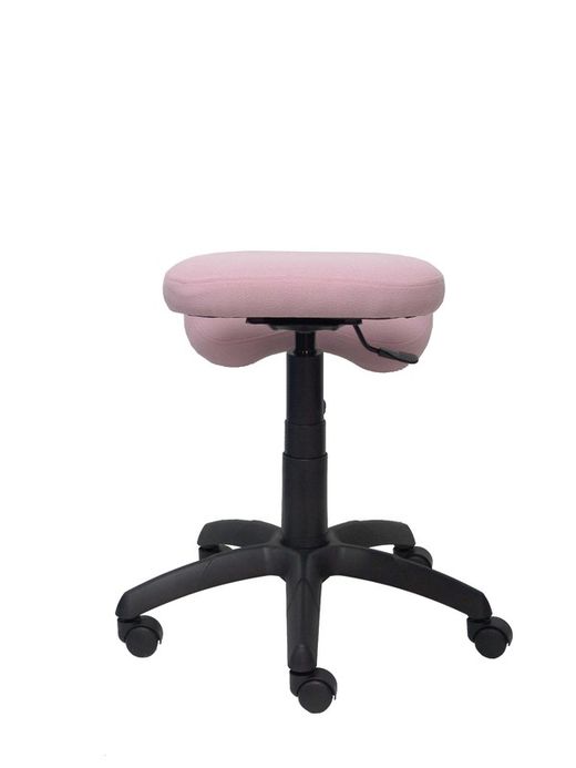 Modelo Lietor - Taburete de oficina ergonómico giratorio y regulable en altura - Asiento tapizado en tejido BALI color rosa pálido (RODILLERA REGULABLE)