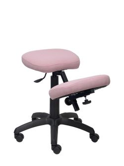 Modelo Lietor - Taburete de oficina ergonómico giratorio y regulable en altura - Asiento tapizado en tejido BALI color rosa pálido (RODILLERA REGULABLE)