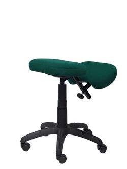 Modelo Lietor - Taburete de oficina ergonómico giratorio y regulable en altura - Asiento tapizado en tejido BALI color verde botella (RODILLERA REGULABLE)
