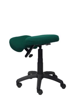Modelo Lietor - Taburete de oficina ergonómico giratorio y regulable en altura - Asiento tapizado en tejido BALI color verde botella (RODILLERA REGULABLE)