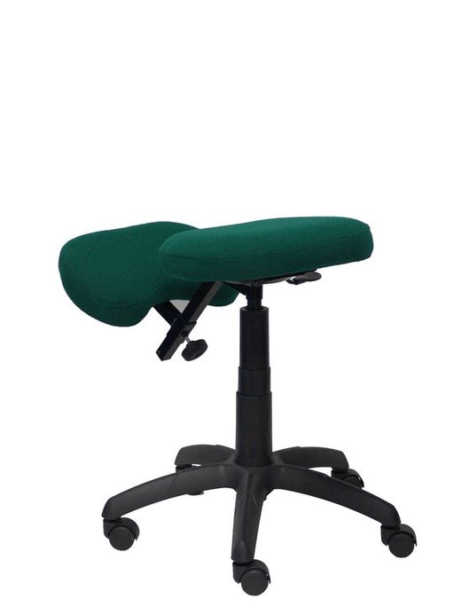 Modelo Lietor - Taburete de oficina ergonómico giratorio y regulable en altura - Asiento tapizado en tejido BALI color verde botella (RODILLERA REGULABLE)