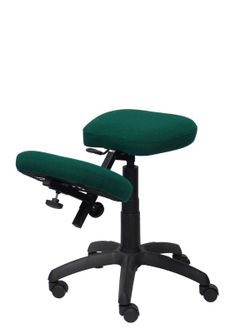 Modelo Lietor - Taburete de oficina ergonómico giratorio y regulable en altura - Asiento tapizado en tejido BALI color verde botella (RODILLERA REGULABLE)
