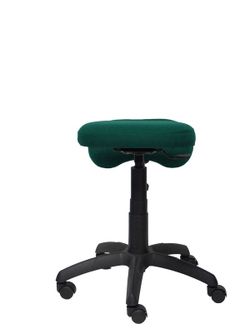 Modelo Lietor - Taburete de oficina ergonómico giratorio y regulable en altura - Asiento tapizado en tejido BALI color verde botella (RODILLERA REGULABLE)