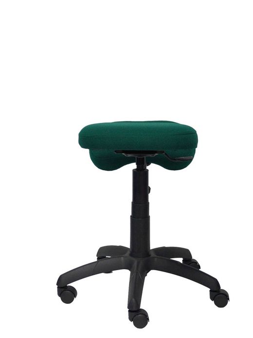 Modelo Lietor - Taburete de oficina ergonómico giratorio y regulable en altura - Asiento tapizado en tejido BALI color verde botella (RODILLERA REGULABLE)