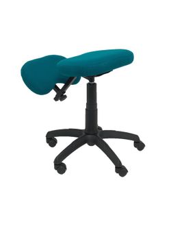 Modelo Lietor - Taburete de oficina ergonómico giratorio y regulable en altura - Asiento tapizado en tejido BALI color verde petróleo (RODILLERA REGULABLE)