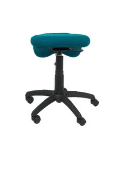 Modelo Lietor - Taburete de oficina ergonómico giratorio y regulable en altura - Asiento tapizado en tejido BALI color verde petróleo (RODILLERA REGULABLE)