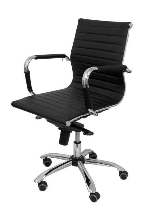 Modelo Madroño confidente - Sillón de confidente/espera ergonómico con mecanismo basculante multiposición y regulable en altura - Asiento y respaldo tapizados en similpiel color negro