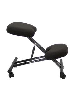 Modelo Mahora - Taburete de oficina ergonómico fijo, regulable en varias posiciones y con ruedas - Asiento tapizado en tejido BALI color negro (CON RODILLERA)