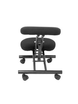 Modelo Mahora - Taburete de oficina ergonómico fijo, regulable en varias posiciones y con ruedas - Asiento tapizado en tejido BALI color negro (CON RODILLERA)