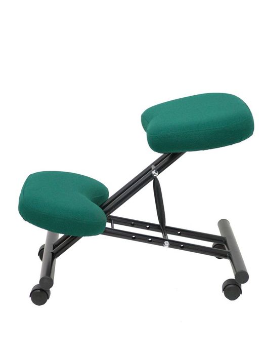 Modelo Mahora - Taburete de oficina ergonómico fijo, regulable en varias posiciones y con ruedas - Asiento tapizado en tejido BALI color verde botella (CON RODILLERA)