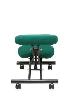 Modelo Mahora - Taburete de oficina ergonómico fijo, regulable en varias posiciones y con ruedas - Asiento tapizado en tejido BALI color verde botella (CON RODILLERA)