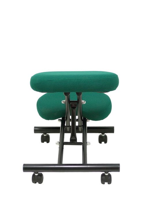 Modelo Mahora - Taburete de oficina ergonómico fijo, regulable en varias posiciones y con ruedas - Asiento tapizado en tejido BALI color verde botella (CON RODILLERA)