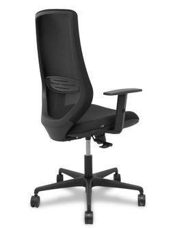 Modelo Mardos - Silla de oficina ergonómica con mecanismo sincro, brazos regulables y ajustable en altura - Respaldo de malla transpirable en color negro y asiento tapizados en tejido BALI color negro
