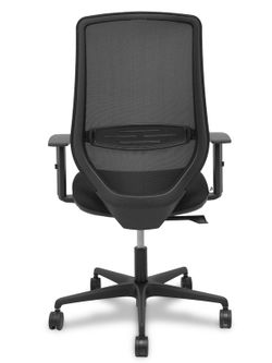 Modelo Mardos - Silla de oficina ergonómica con mecanismo sincro, brazos regulables y ajustable en altura - Respaldo de malla transpirable en color negro y asiento tapizados en tejido BALI color negro