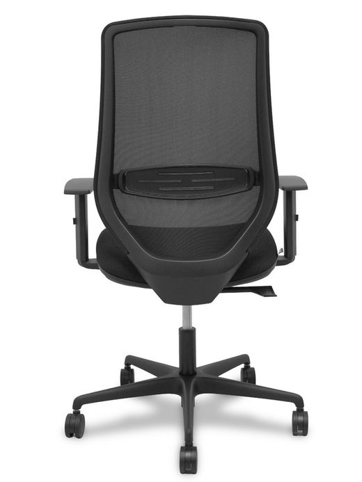 Modelo Mardos - Silla de oficina ergonómica con mecanismo sincro, brazos regulables y ajustable en altura - Respaldo de malla transpirable en color negro y asiento tapizados en tejido BALI color negro