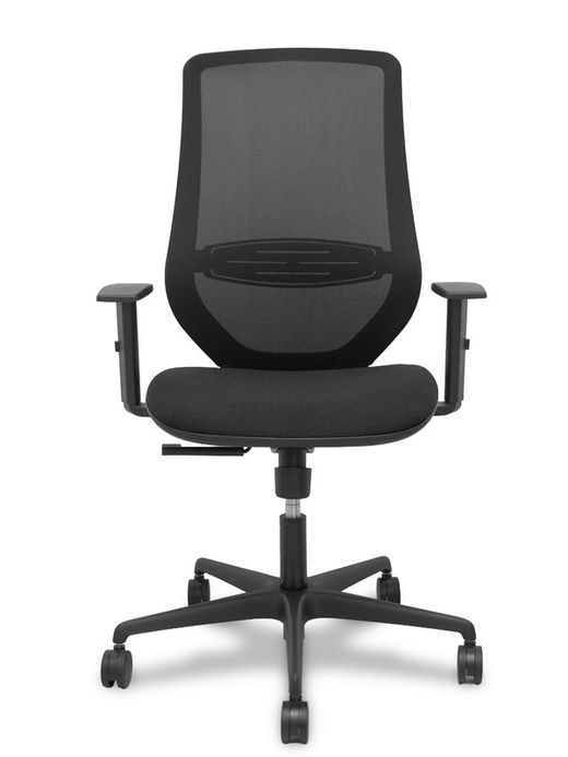 Modelo Mardos - Silla de oficina ergonómica con mecanismo sincro, brazos regulables y ajustable en altura - Respaldo de malla transpirable en color negro y asiento tapizados en tejido BALI color negro