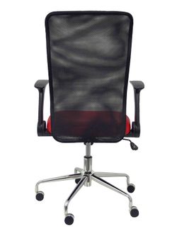 Modelo Minaya - Silla de oficina ergonómica con mecanismo basculante, brazos retráctiles y regulable en altura - Respaldo de malla transpirable y asiento tapizado en similpiel color rojo
