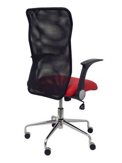 Modelo Minaya - Silla de oficina ergonómica con mecanismo basculante, brazos retráctiles y regulable en altura - Respaldo de malla transpirable y asiento tapizado en similpiel color rojo