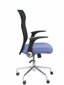 Modelo Minaya - Silla de oficina ergonómica con mecanismo basculante, brazos retráctiles y regulable en altura - Respaldo de malla transpirable y asiento tapizado en tejido BALI color azul claro