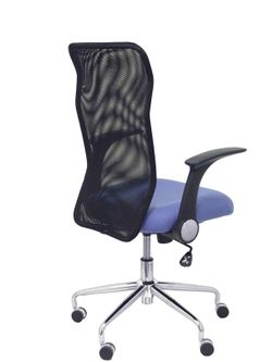 Modelo Minaya - Silla de oficina ergonómica con mecanismo basculante, brazos retráctiles y regulable en altura - Respaldo de malla transpirable y asiento tapizado en tejido BALI color azul claro