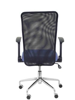 Modelo Minaya - Silla de oficina ergonómica con mecanismo basculante, brazos retráctiles y regulable en altura - Respaldo de malla transpirable y asiento tapizado en tejido BALI color azul claro