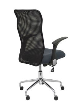 Modelo Minaya - Silla de oficina ergonómica con mecanismo basculante, brazos retráctiles y regulable en altura - Respaldo de malla transpirable y asiento tapizado en tejido BALI color gris oscuro