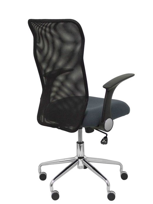 Modelo Minaya - Silla de oficina ergonómica con mecanismo basculante, brazos retráctiles y regulable en altura - Respaldo de malla transpirable y asiento tapizado en tejido BALI color gris oscuro