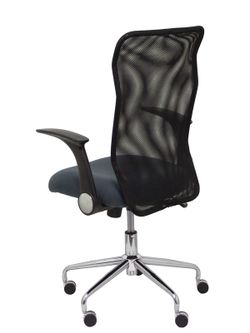 Modelo Minaya - Silla de oficina ergonómica con mecanismo basculante, brazos retráctiles y regulable en altura - Respaldo de malla transpirable y asiento tapizado en tejido BALI color gris oscuro