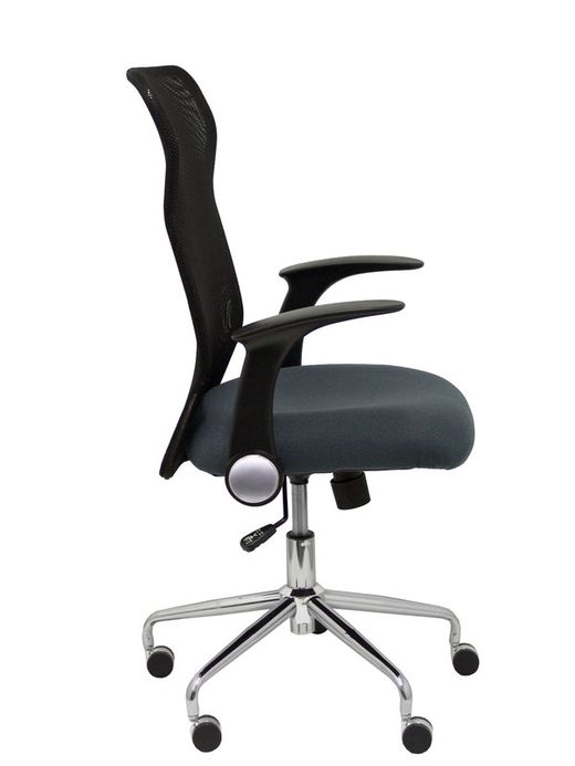 Modelo Minaya - Silla de oficina ergonómica con mecanismo basculante, brazos retráctiles y regulable en altura - Respaldo de malla transpirable y asiento tapizado en tejido BALI color gris oscuro