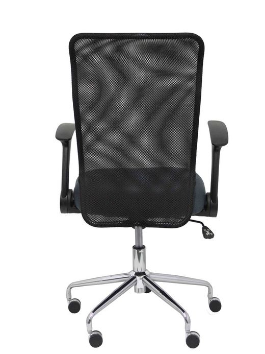 Modelo Minaya - Silla de oficina ergonómica con mecanismo basculante, brazos retráctiles y regulable en altura - Respaldo de malla transpirable y asiento tapizado en tejido BALI color gris oscuro