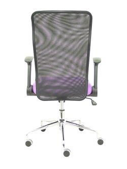 Modelo Minaya - Silla de oficina ergonómica con mecanismo basculante, brazos retráctiles y regulable en altura - Respaldo de malla transpirable y asiento tapizado en tejido BALI color lila