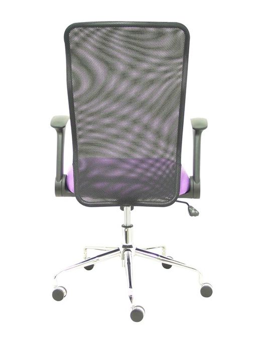 Modelo Minaya - Silla de oficina ergonómica con mecanismo basculante, brazos retráctiles y regulable en altura - Respaldo de malla transpirable y asiento tapizado en tejido BALI color lila