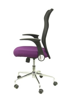 Modelo Minaya - Silla de oficina ergonómica con mecanismo basculante, brazos retráctiles y regulable en altura - Respaldo de malla transpirable y asiento tapizado en tejido BALI color morado