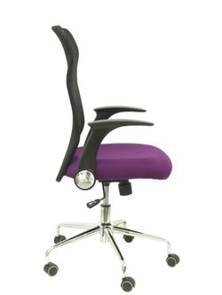 Modelo Minaya - Silla de oficina ergonómica con mecanismo basculante, brazos retráctiles y regulable en altura - Respaldo de malla transpirable y asiento tapizado en tejido BALI color morado