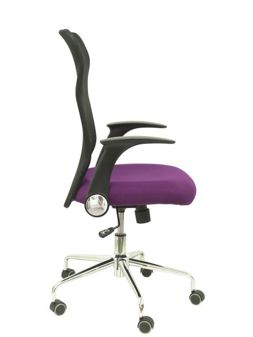 Modelo Minaya - Silla de oficina ergonómica con mecanismo basculante, brazos retráctiles y regulable en altura - Respaldo de malla transpirable y asiento tapizado en tejido BALI color morado