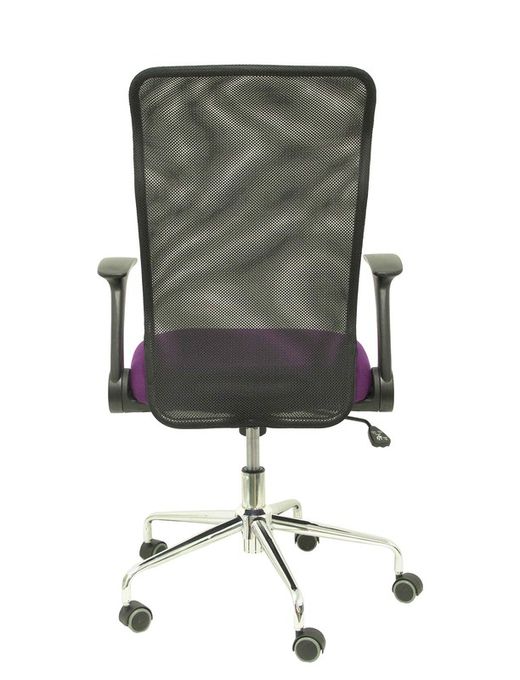 Modelo Minaya - Silla de oficina ergonómica con mecanismo basculante, brazos retráctiles y regulable en altura - Respaldo de malla transpirable y asiento tapizado en tejido BALI color morado