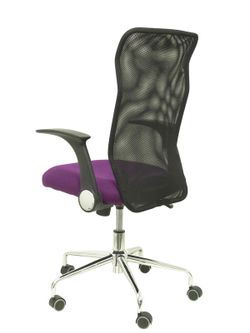 Modelo Minaya - Silla de oficina ergonómica con mecanismo basculante, brazos retráctiles y regulable en altura - Respaldo de malla transpirable y asiento tapizado en tejido BALI color morado