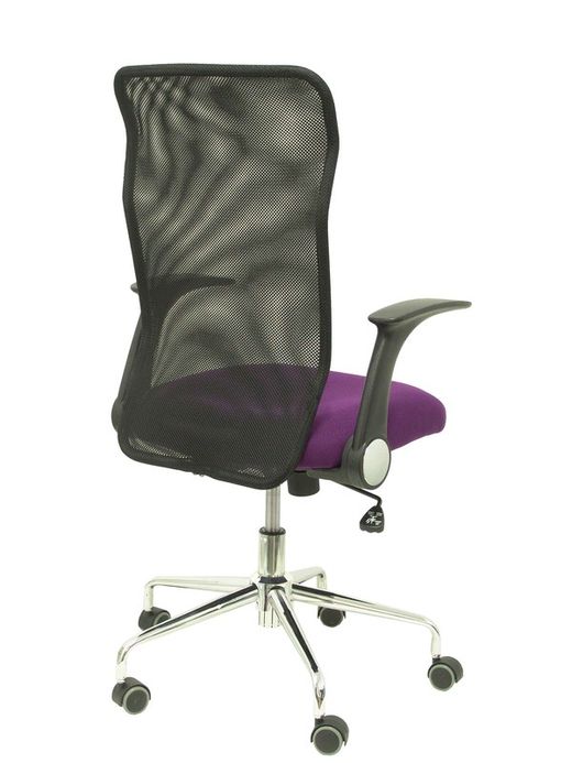 Modelo Minaya - Silla de oficina ergonómica con mecanismo basculante, brazos retráctiles y regulable en altura - Respaldo de malla transpirable y asiento tapizado en tejido BALI color morado