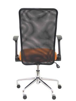 Modelo Minaya - Silla de oficina ergonómica con mecanismo basculante, brazos retráctiles y regulable en altura - Respaldo de malla transpirable y asiento tapizado en tejido BALI color naranja