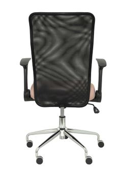 Modelo Minaya - Silla de oficina ergonómica con mecanismo basculante, brazos retráctiles y regulable en altura - Respaldo de malla transpirable y asiento tapizado en tejido BALI color rosa pálido