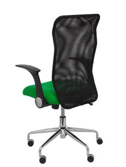 Modelo Minaya - Silla de oficina ergonómica con mecanismo basculante, brazos retráctiles y regulable en altura - Respaldo de malla transpirable y asiento tapizado en tejido BALI color verde