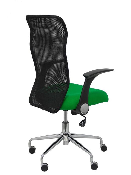 Modelo Minaya - Silla de oficina ergonómica con mecanismo basculante, brazos retráctiles y regulable en altura - Respaldo de malla transpirable y asiento tapizado en tejido BALI color verde