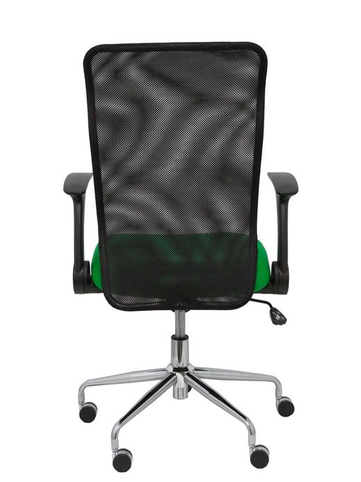 Modelo Minaya - Silla de oficina ergonómica con mecanismo basculante, brazos retráctiles y regulable en altura - Respaldo de malla transpirable y asiento tapizado en tejido BALI color verde
