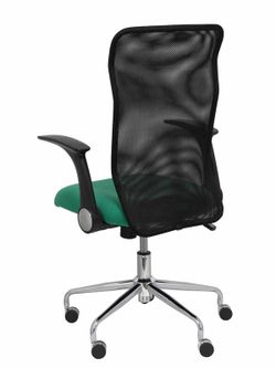 Modelo Minaya - Silla de oficina ergonómica con mecanismo basculante, brazos retráctiles y regulable en altura - Respaldo de malla transpirable y asiento tapizado en tejido BALI color verde esmeralda