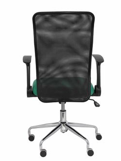 Modelo Minaya - Silla de oficina ergonómica con mecanismo basculante, brazos retráctiles y regulable en altura - Respaldo de malla transpirable y asiento tapizado en tejido BALI color verde esmeralda