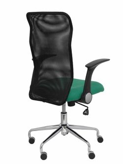 Modelo Minaya - Silla de oficina ergonómica con mecanismo basculante, brazos retráctiles y regulable en altura - Respaldo de malla transpirable y asiento tapizado en tejido BALI color verde esmeralda