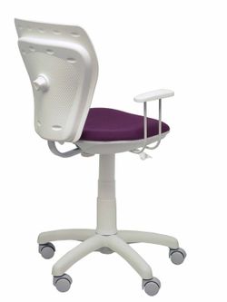 Modelo Ministyle - Silla juvenil ergonómica con mecanismo de contacto lama, regulable en altura y con brazos fijos color blanco - Asiento y respaldo tapizados en tejido bali color morado.