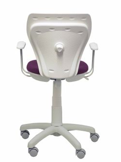 Modelo Ministyle - Silla juvenil ergonómica con mecanismo de contacto lama, regulable en altura y con brazos fijos color blanco - Asiento y respaldo tapizados en tejido bali color morado.